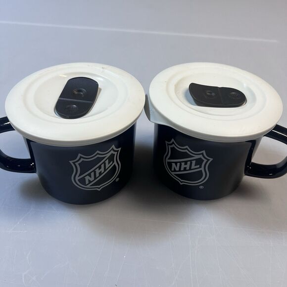 Lot Of 2 Corning Ware NHL Collector's Edition 20 oz Meal Mugs with lids - Picture 1 of 7